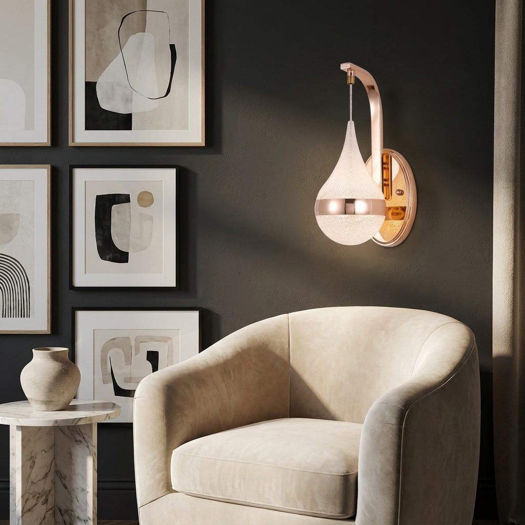 Drop Shape Modern LED Wall Light lifestyle image - Higgsfield lux20v1 - a6