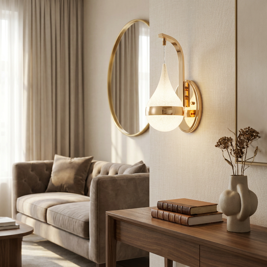 Drop Shape Modern LED Wall Light lifestyle image - Higgsfield lux20v1 - a14