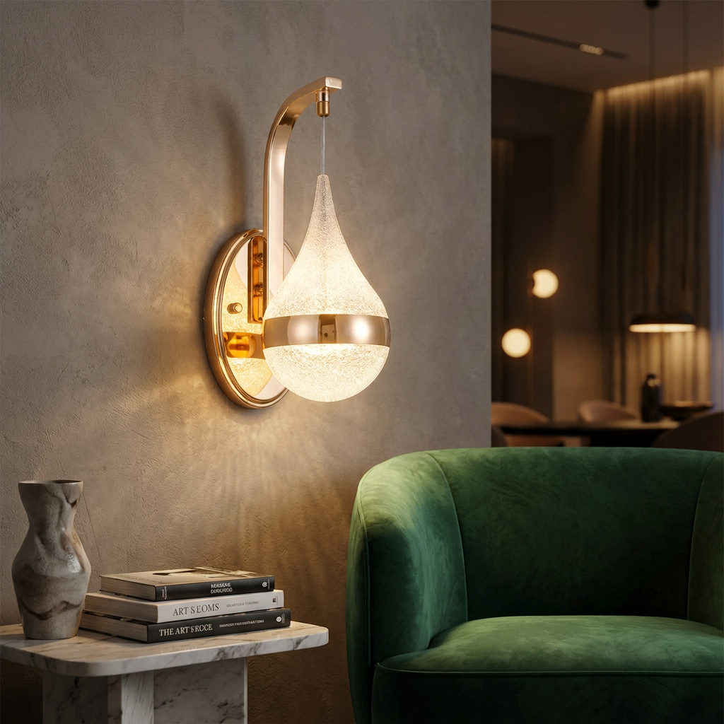 Drop Shape Modern LED Wall Light lifestyle image - Higgsfield lux20v1 - a15