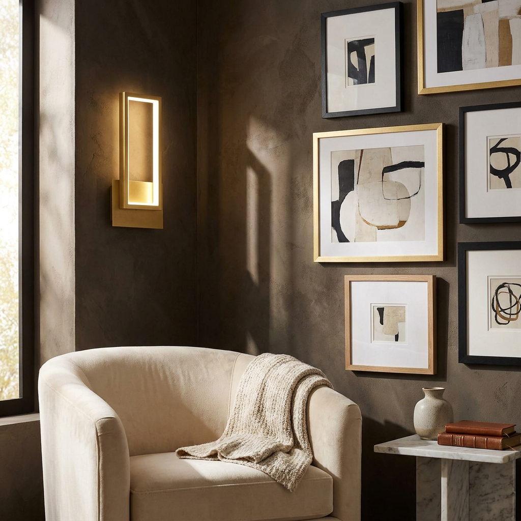 Luxurious Gold LED Light Minimalist Design lifestyle image - Higgsfield lux20v1 - a6