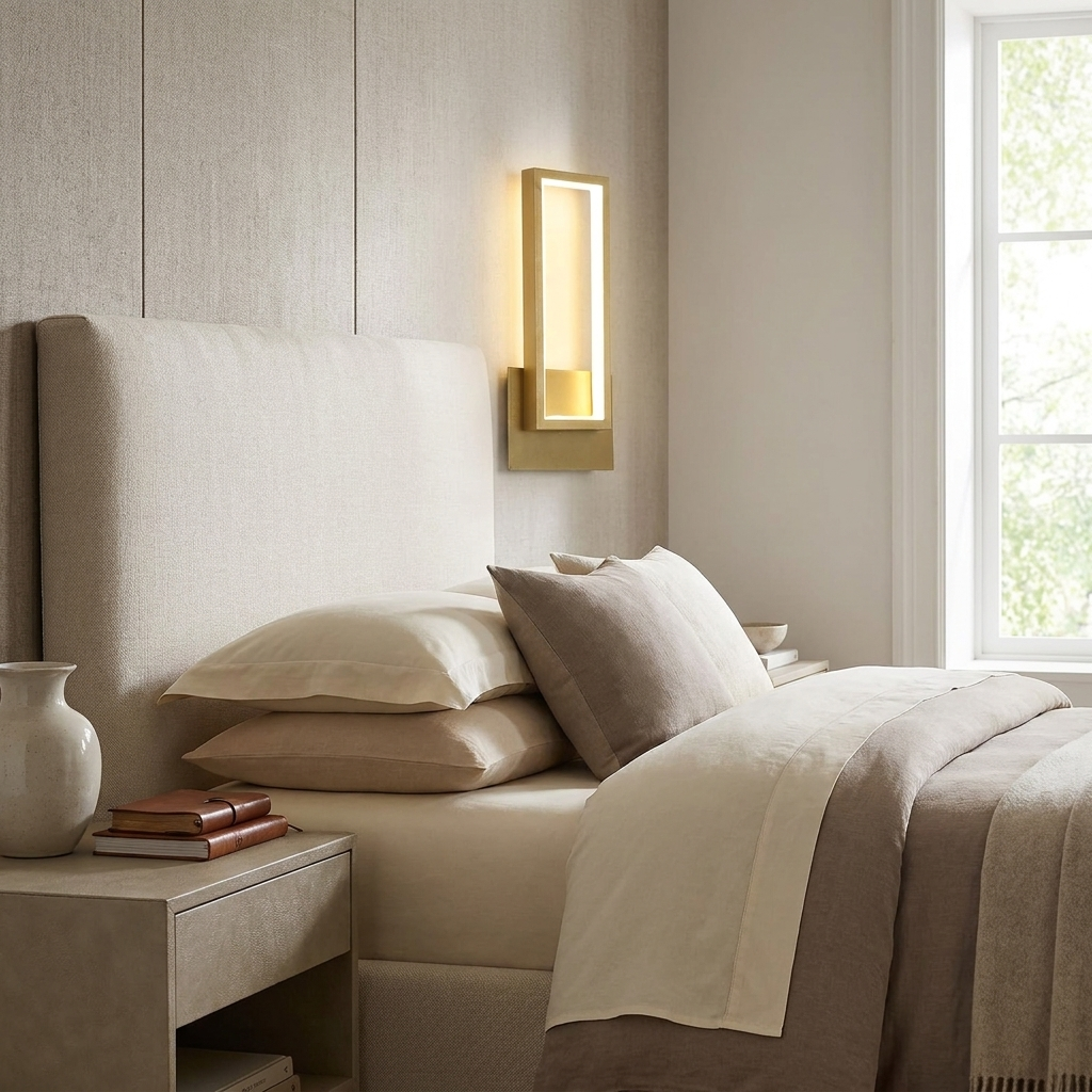 Luxurious Gold LED Light Minimalist Design lifestyle image - Higgsfield lux20v1 - a8