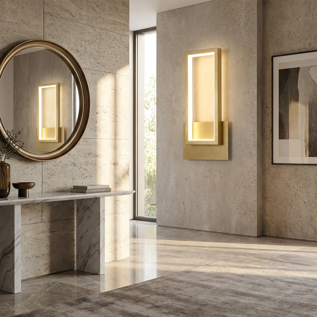 Luxurious Gold LED Light Minimalist Design lifestyle image - Higgsfield lux20v1 - a9