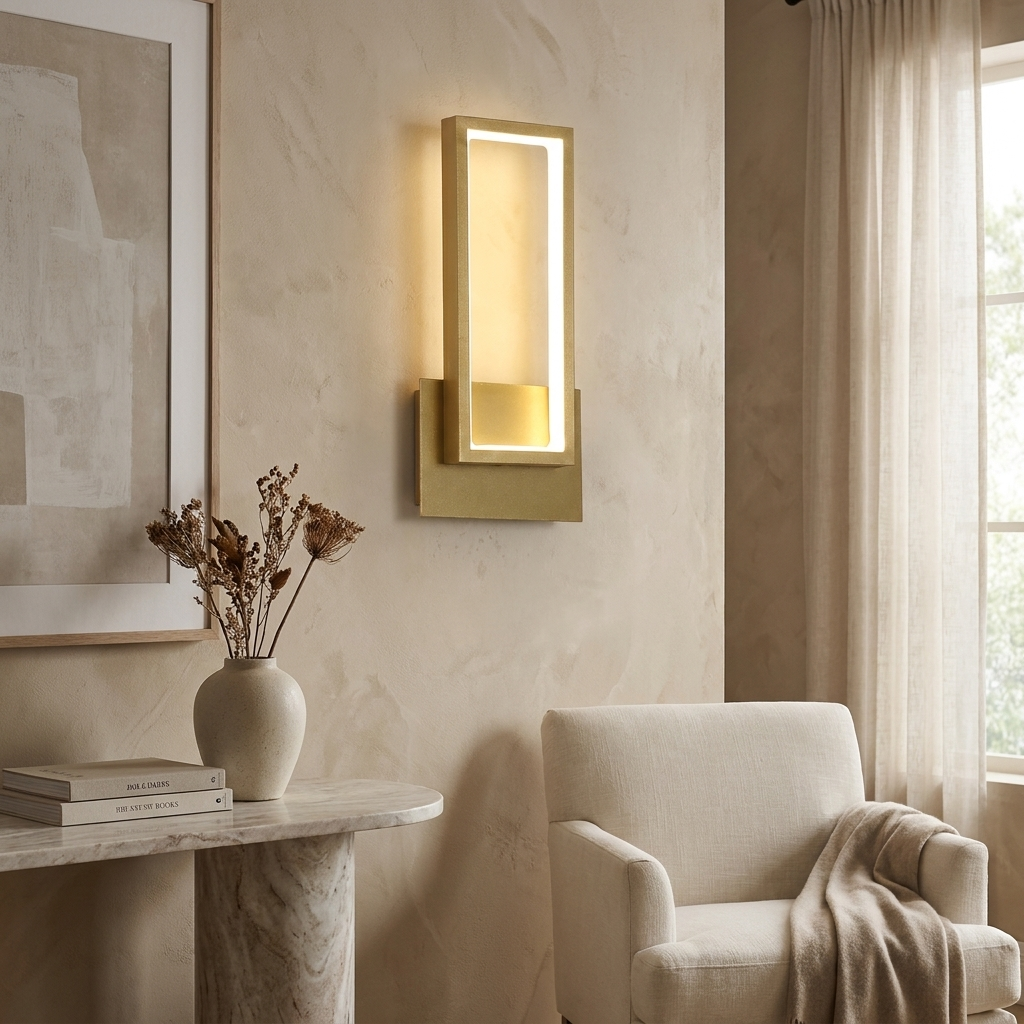 Luxurious Gold LED Light Minimalist Design lifestyle image - Higgsfield lux20v1 - a14