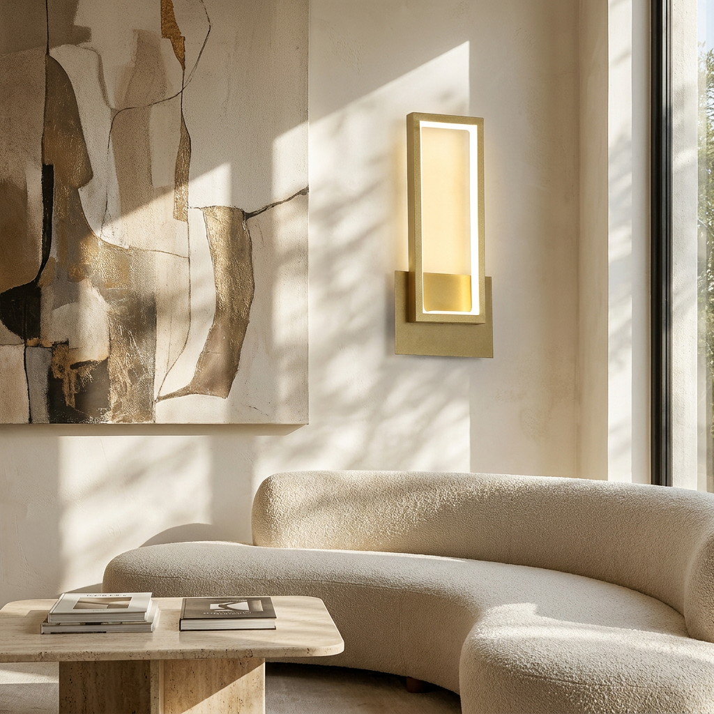Luxurious Gold LED Light Minimalist Design lifestyle image - Higgsfield lux20v1 - a16