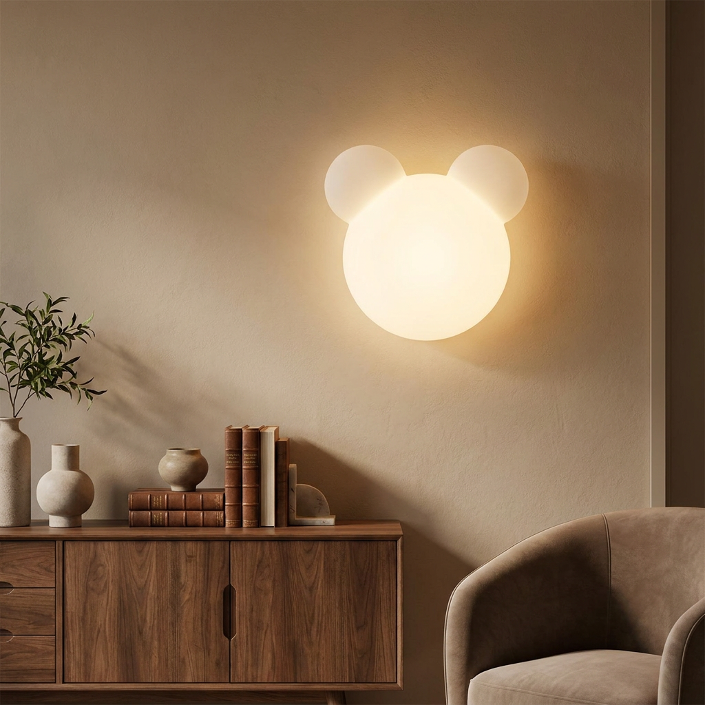 GlowUp - Cartoon Bear Shaped LED Wall Light lifestyle image - Higgsfield lux20v1 - a15