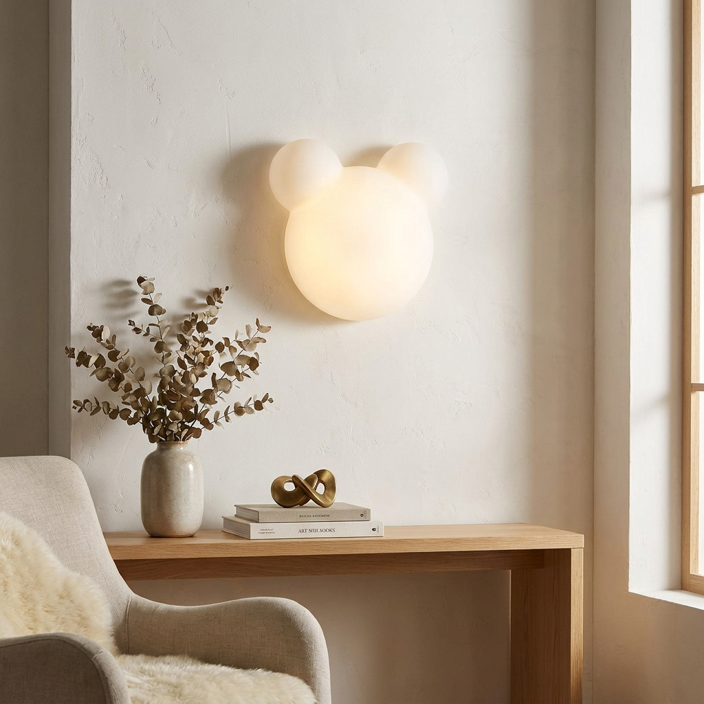 GlowUp - Cartoon Bear Shaped LED Wall Light lifestyle image - Higgsfield lux20v1 - a19