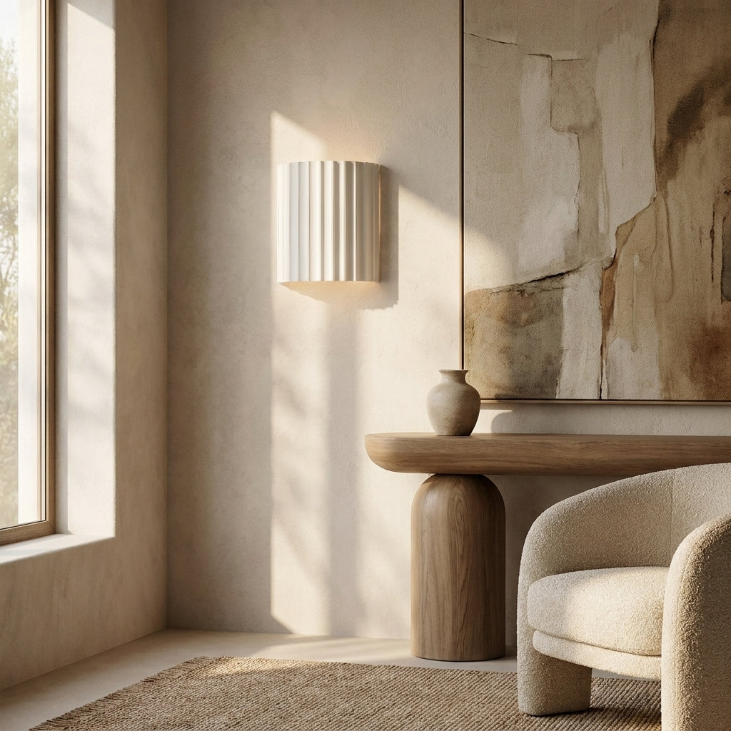 Nordic Resin Clarity Minimalist Wall Light lifestyle image - Higgsfield lux20v1 - a16