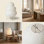 Japanese Wabi Sabi White Rice Paper Table Lamp lifestyle image - Higgsfield lux20v1 - hero
