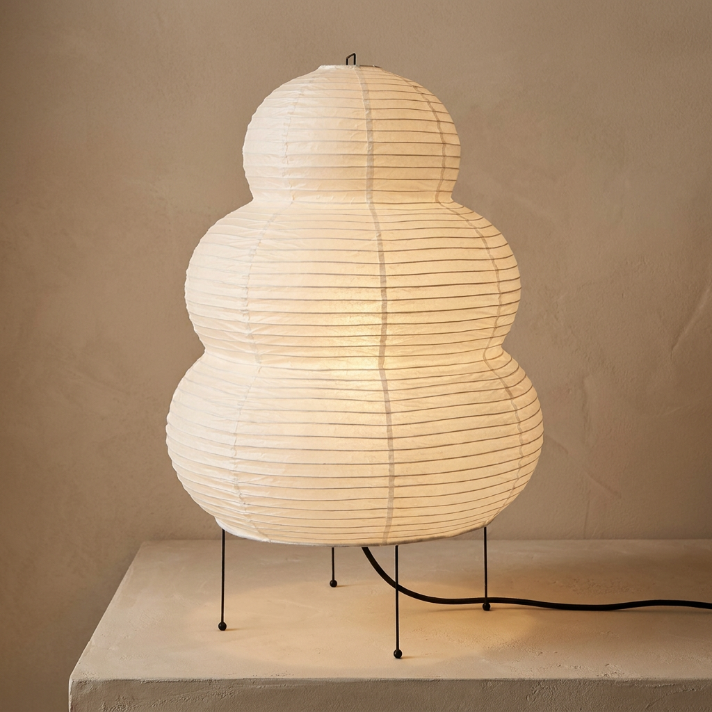 Japanese Wabi Sabi White Rice Paper Table Lamp lifestyle image - Higgsfield lux20v1 - a2