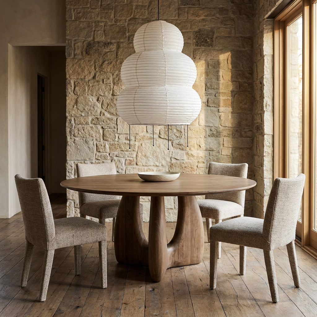 Japanese Wabi Sabi White Rice Paper Table Lamp lifestyle image - Higgsfield lux20v1 - a7