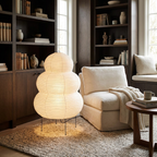 Japanese Wabi Sabi White Rice Paper Table Lamp lifestyle image - Higgsfield lux20v1 - a13