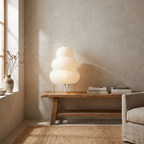 Japanese Wabi Sabi White Rice Paper Table Lamp lifestyle image - Higgsfield lux20v1 - a17