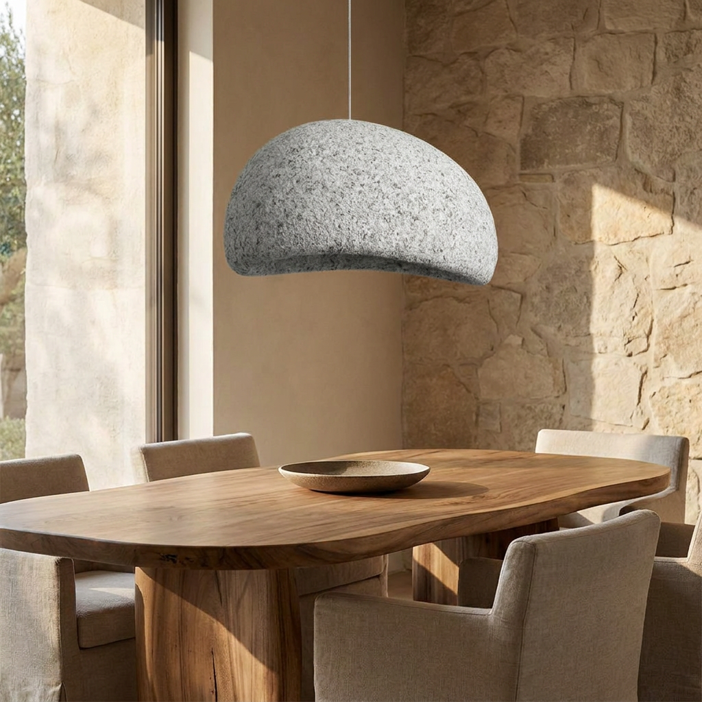 Nordic Wabi Sabi Fiberglass Pendant Light lifestyle image - Higgsfield lux20v1 - a7