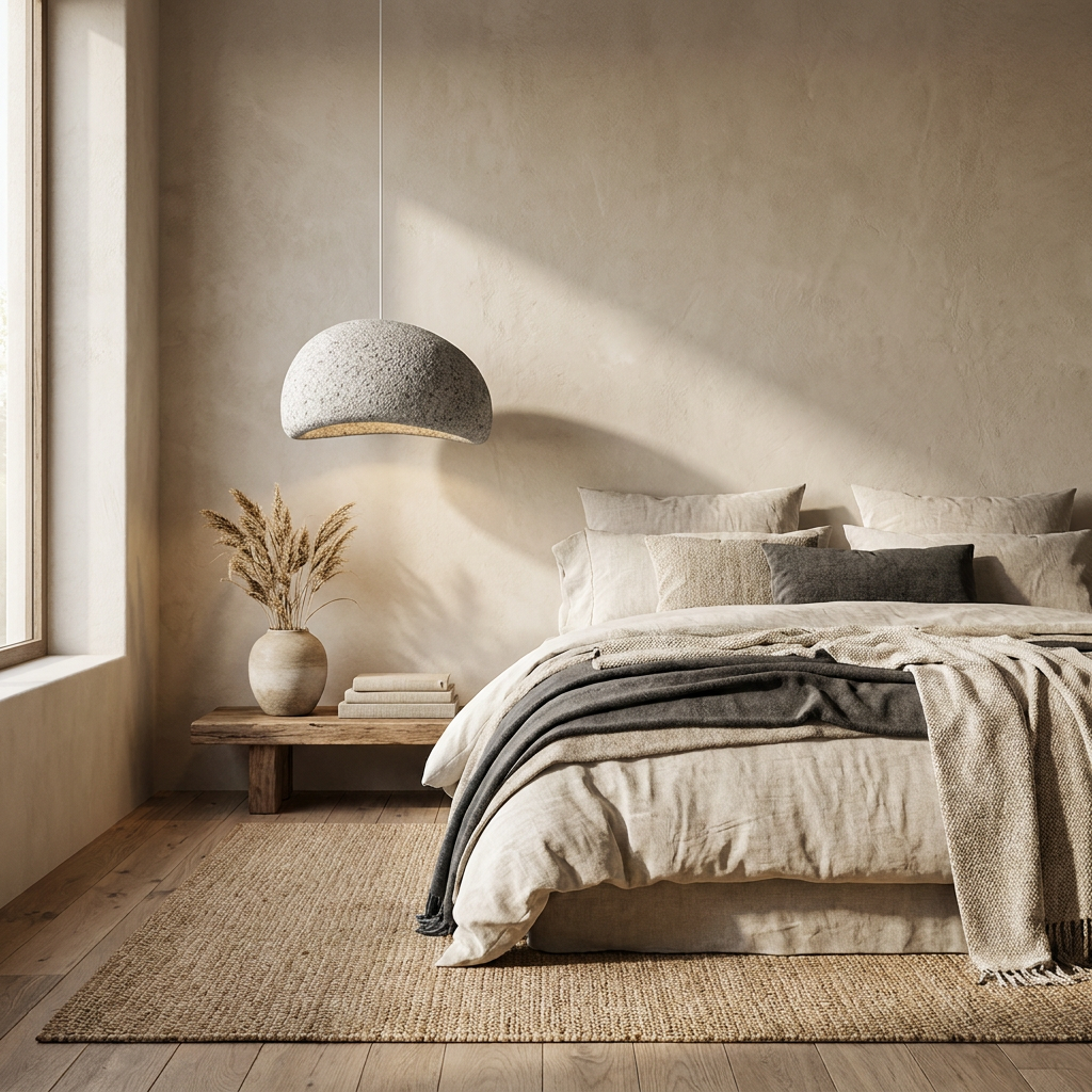 Nordic Wabi Sabi Fiberglass Pendant Light lifestyle image - Higgsfield lux20v1 - a8