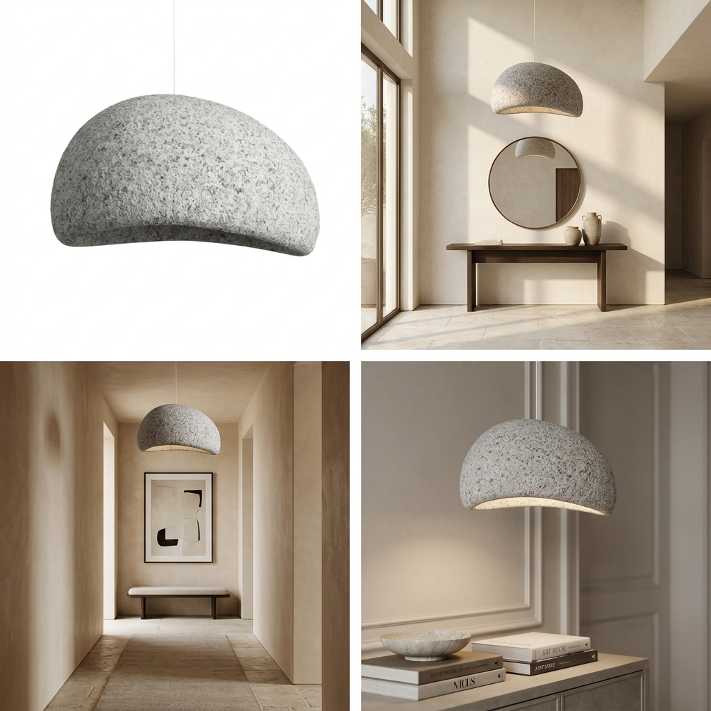 Nordic Wabi Sabi Fiberglass Pendant Light lifestyle image - Higgsfield lux20v1 - a9
