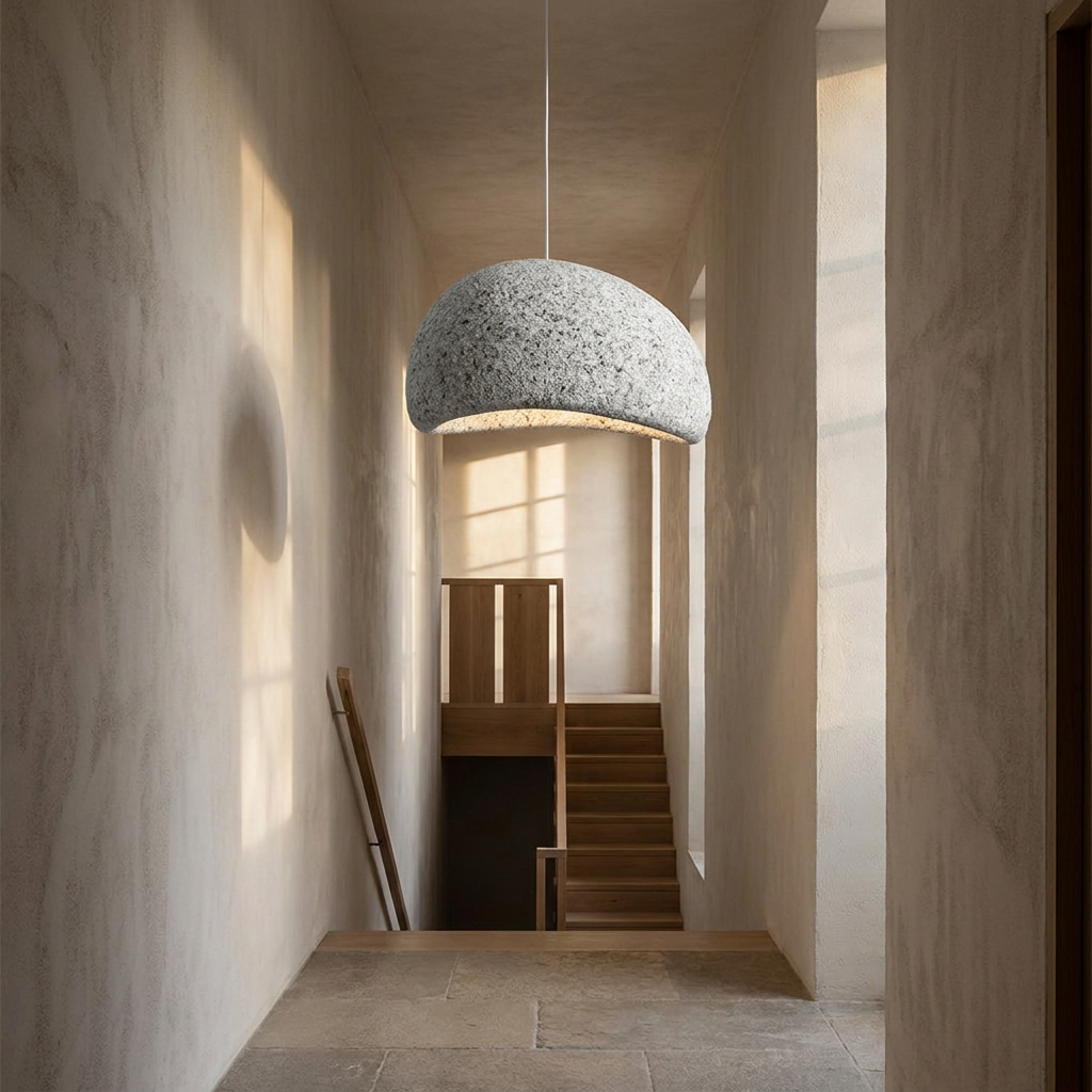 Nordic Wabi Sabi Fiberglass Pendant Light lifestyle image - Higgsfield lux20v1 - a11