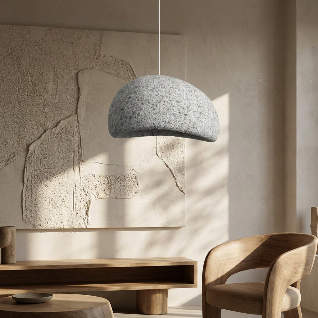 Nordic Wabi Sabi Fiberglass Pendant Light lifestyle image - Higgsfield lux20v1 - a16
