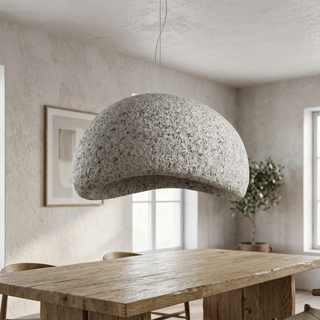 Nordic Wabi Sabi Fiberglass Pendant Light lifestyle image - Higgsfield lux20v1 - a18