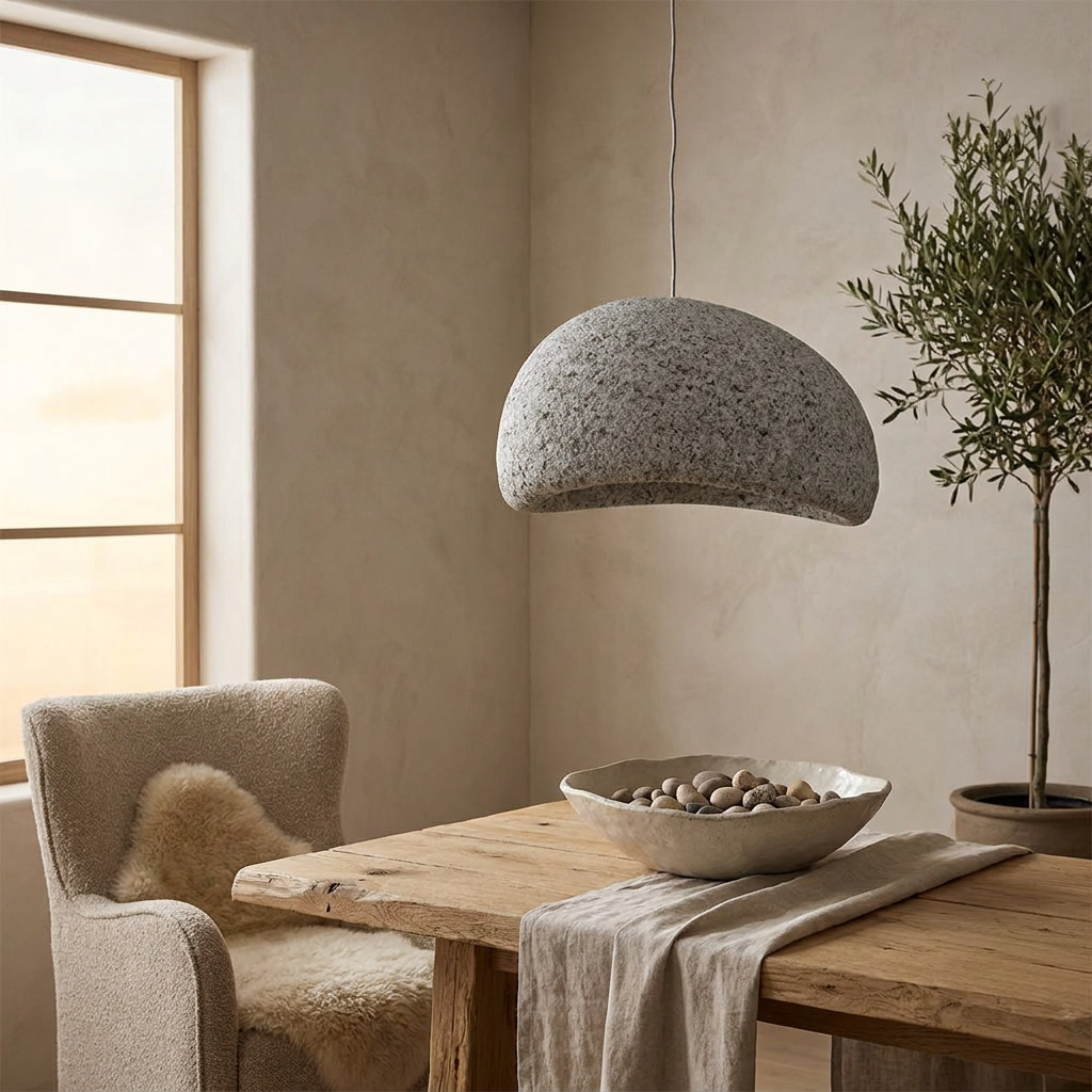 Nordic Wabi Sabi Fiberglass Pendant Light lifestyle image - Higgsfield lux20v1 - a19