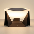 Illuminated Landing Modern Solar Iron Outdoor Lamp lifestyle image - Higgsfield lux20v1 - a1