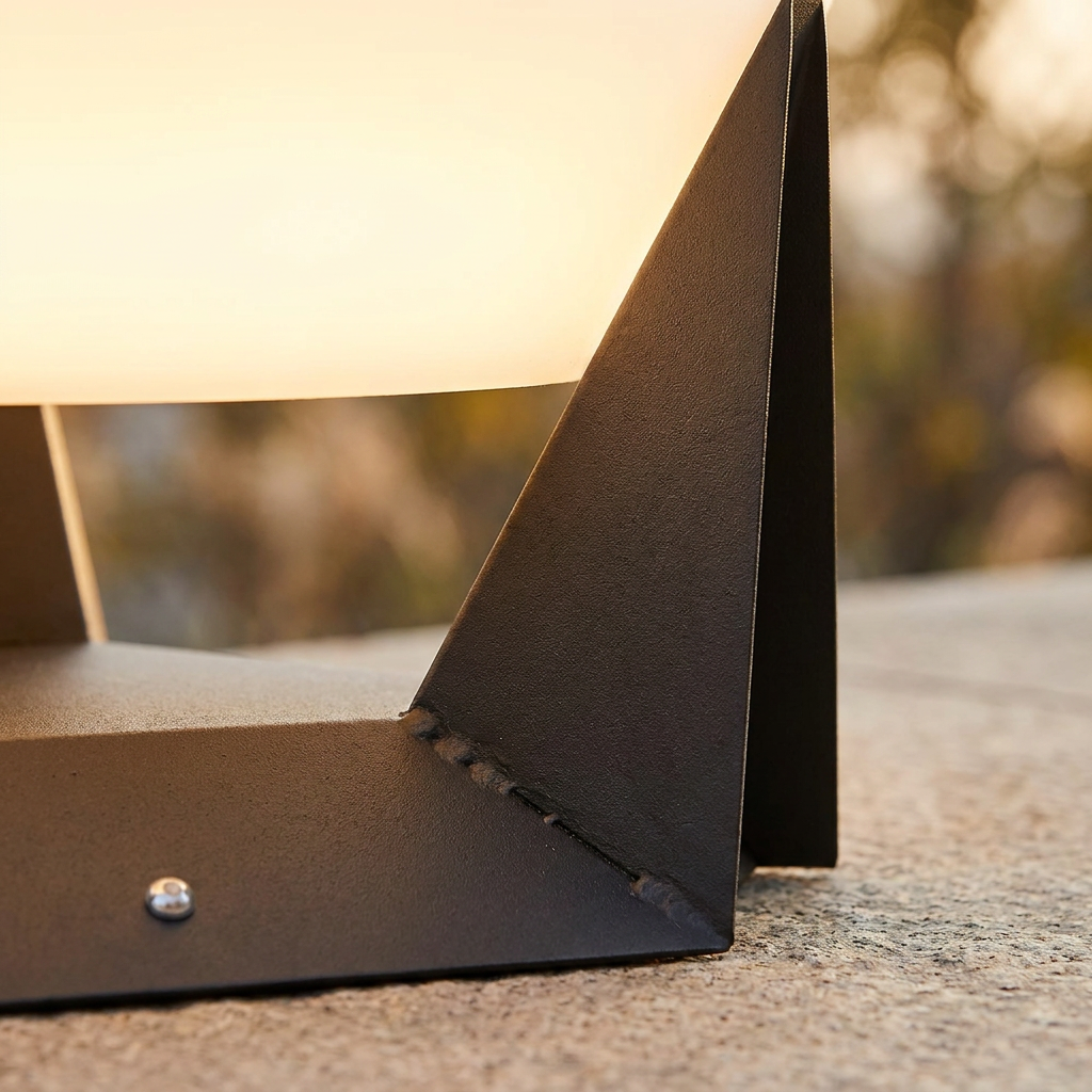 Illuminated Landing Modern Solar Iron Outdoor Lamp lifestyle image - Higgsfield lux20v1 - a3