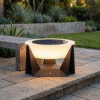 Illuminated Landing Modern Solar Iron Outdoor Lamp lifestyle image - Higgsfield lux20v1 - a18