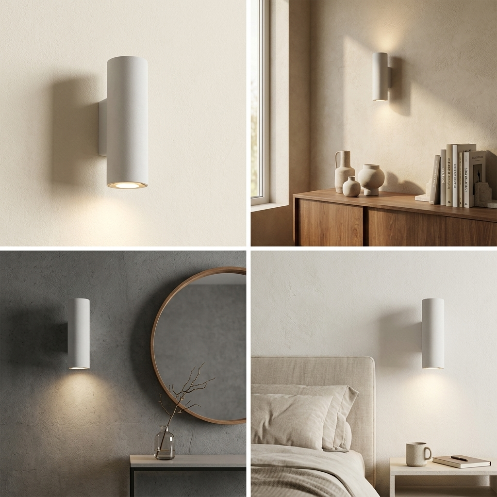 Midnight Glow Minimalist Cement Indoor Outdoor Wall Light lifestyle image - Higgsfield lux20v1 - hero