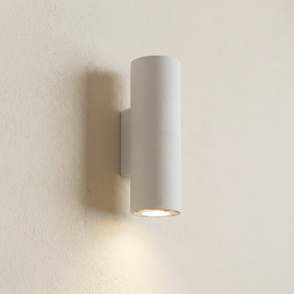 Midnight Glow Minimalist Cement Indoor Outdoor Wall Light lifestyle image - Higgsfield lux20v1 - a1