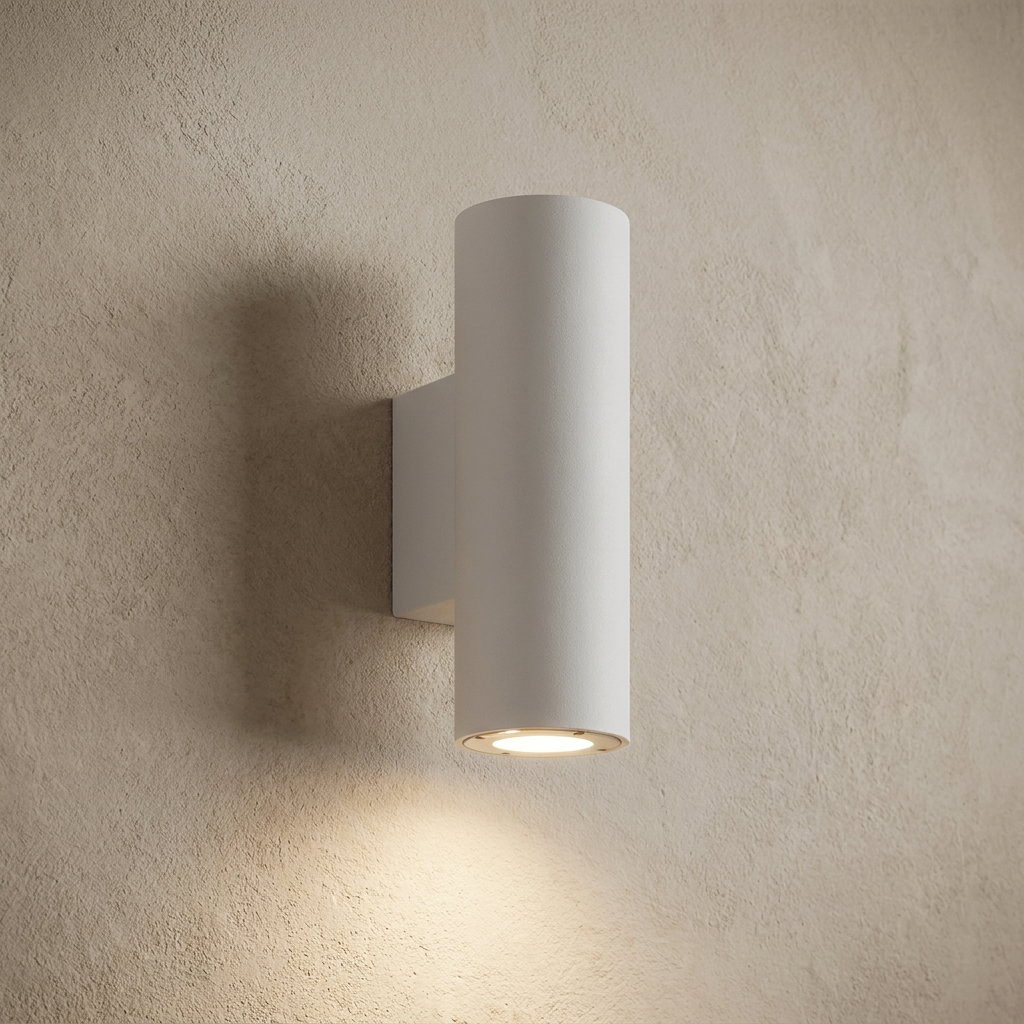 Midnight Glow Minimalist Cement Indoor Outdoor Wall Light lifestyle image - Higgsfield lux20v1 - a2