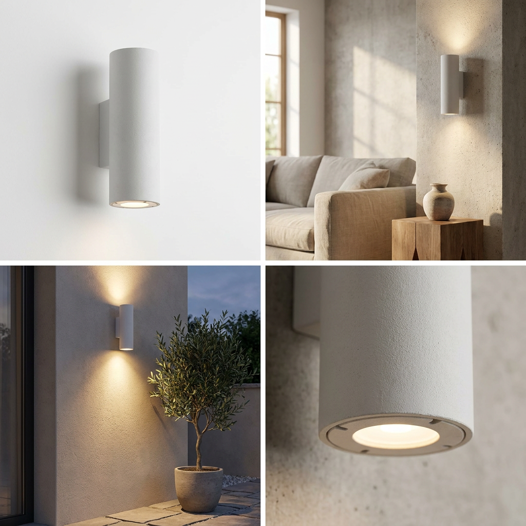 Midnight Glow Minimalist Cement Indoor Outdoor Wall Light lifestyle image - Higgsfield lux20v1 - a3
