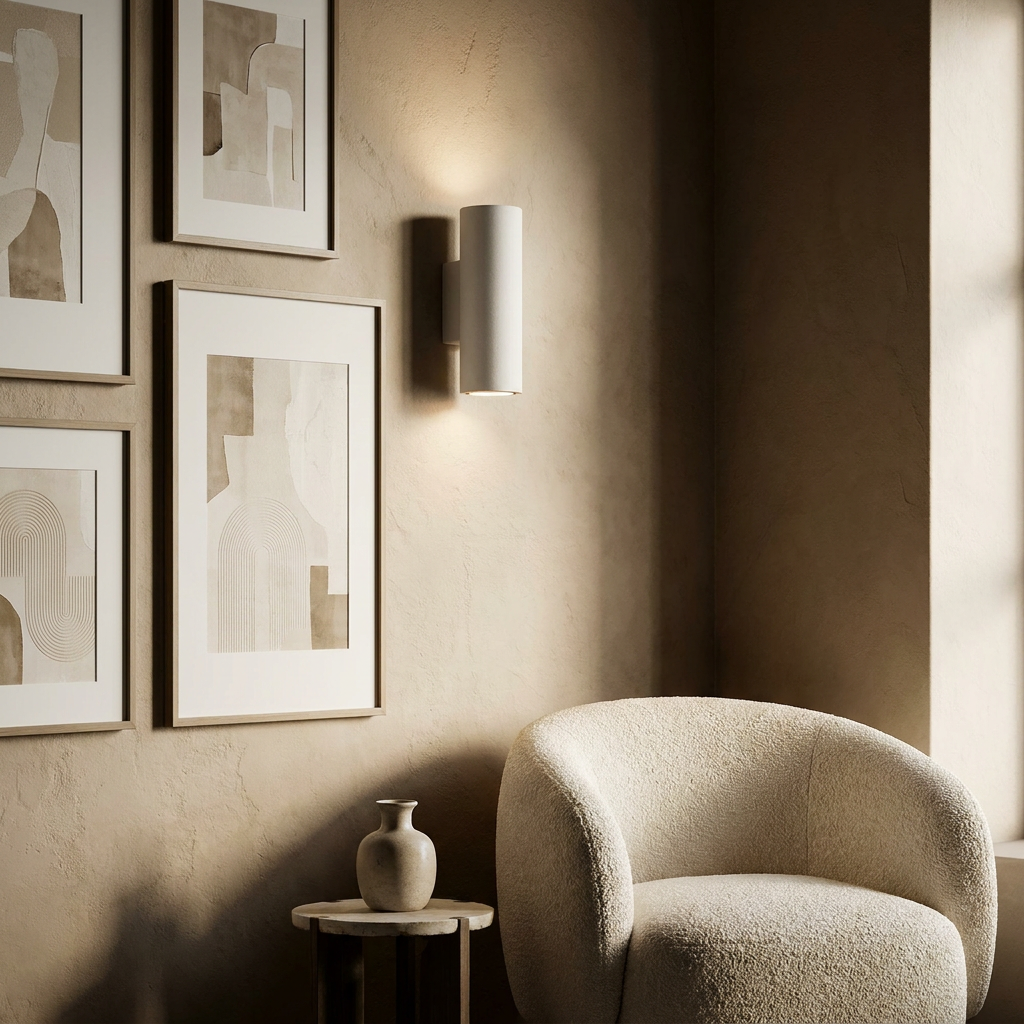 Midnight Glow Minimalist Cement Indoor Outdoor Wall Light lifestyle image - Higgsfield lux20v1 - a6