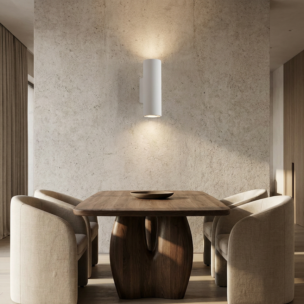 Midnight Glow Minimalist Cement Indoor Outdoor Wall Light lifestyle image - Higgsfield lux20v1 - a7