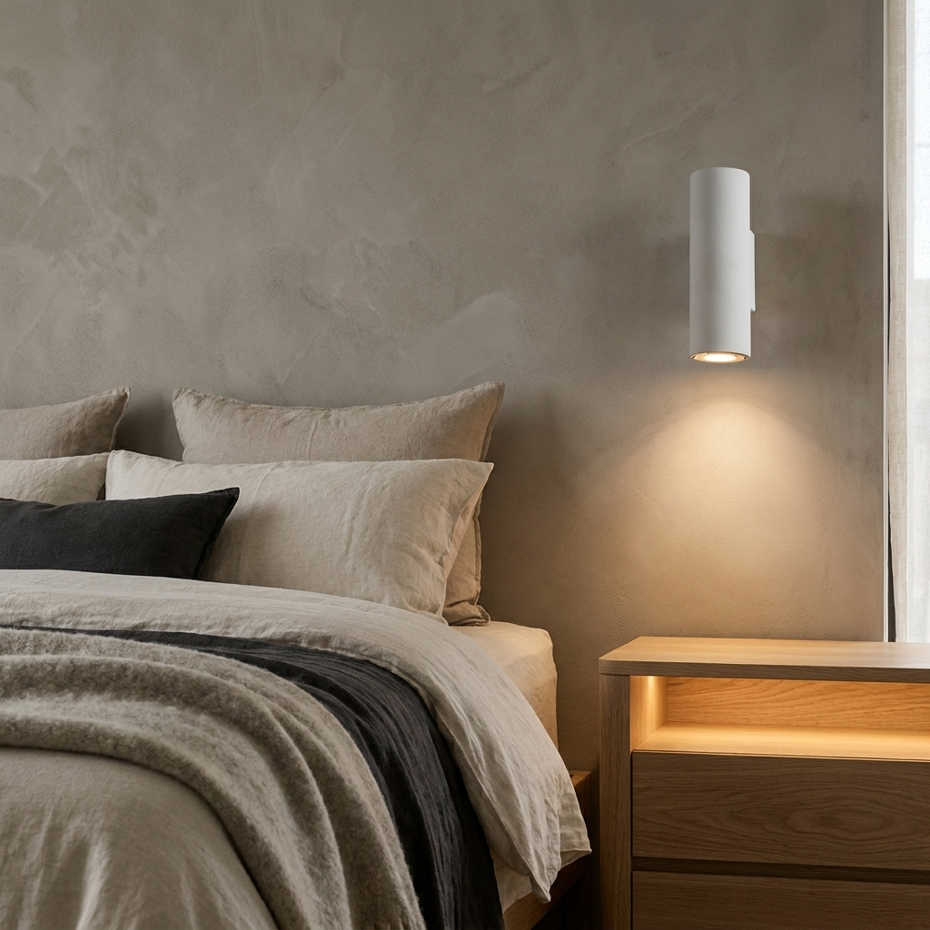 Midnight Glow Minimalist Cement Indoor Outdoor Wall Light lifestyle image - Higgsfield lux20v1 - a8