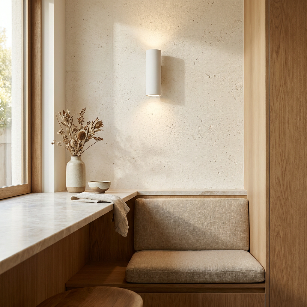 Midnight Glow Minimalist Cement Indoor Outdoor Wall Light lifestyle image - Higgsfield lux20v1 - a10