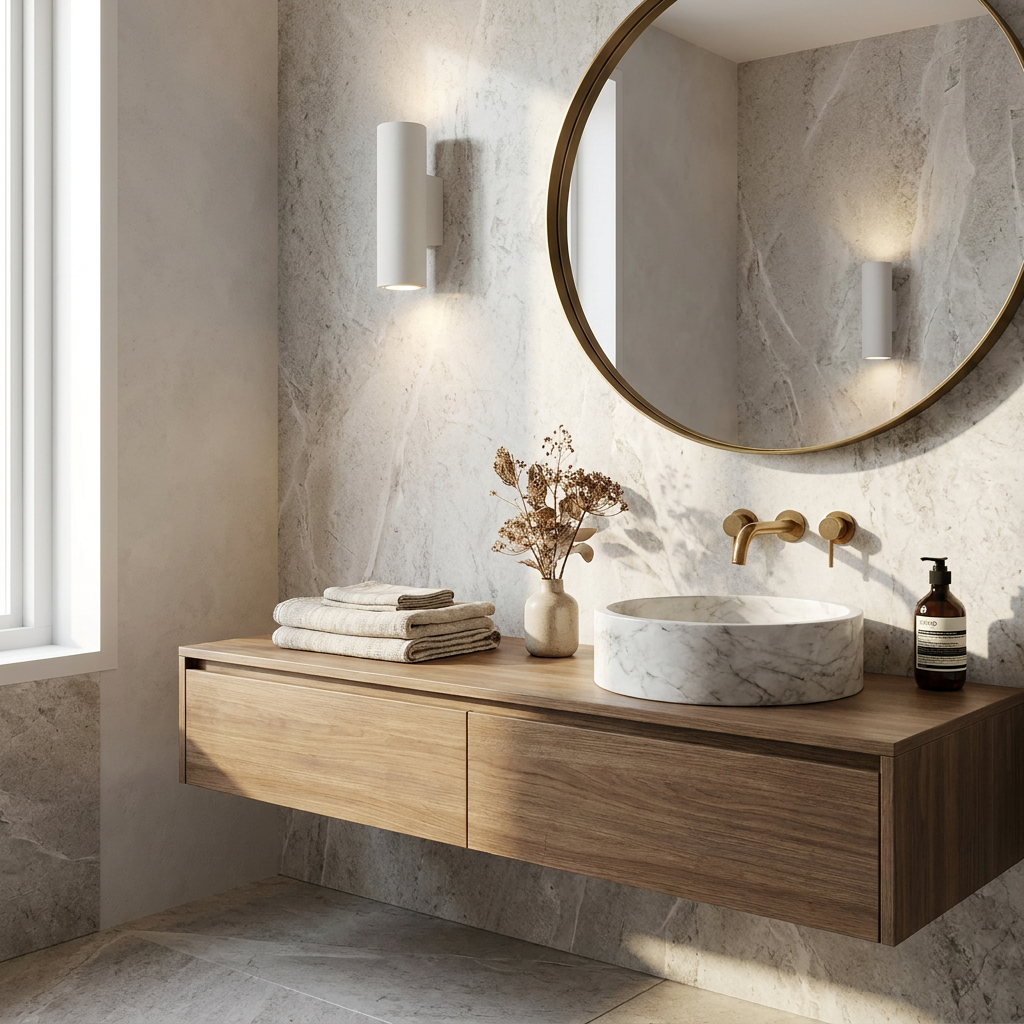 Midnight Glow Minimalist Cement Indoor Outdoor Wall Light lifestyle image - Higgsfield lux20v1 - a12