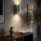 Midnight Glow Minimalist Cement Indoor Outdoor Wall Light lifestyle image - Higgsfield lux20v1 - a15