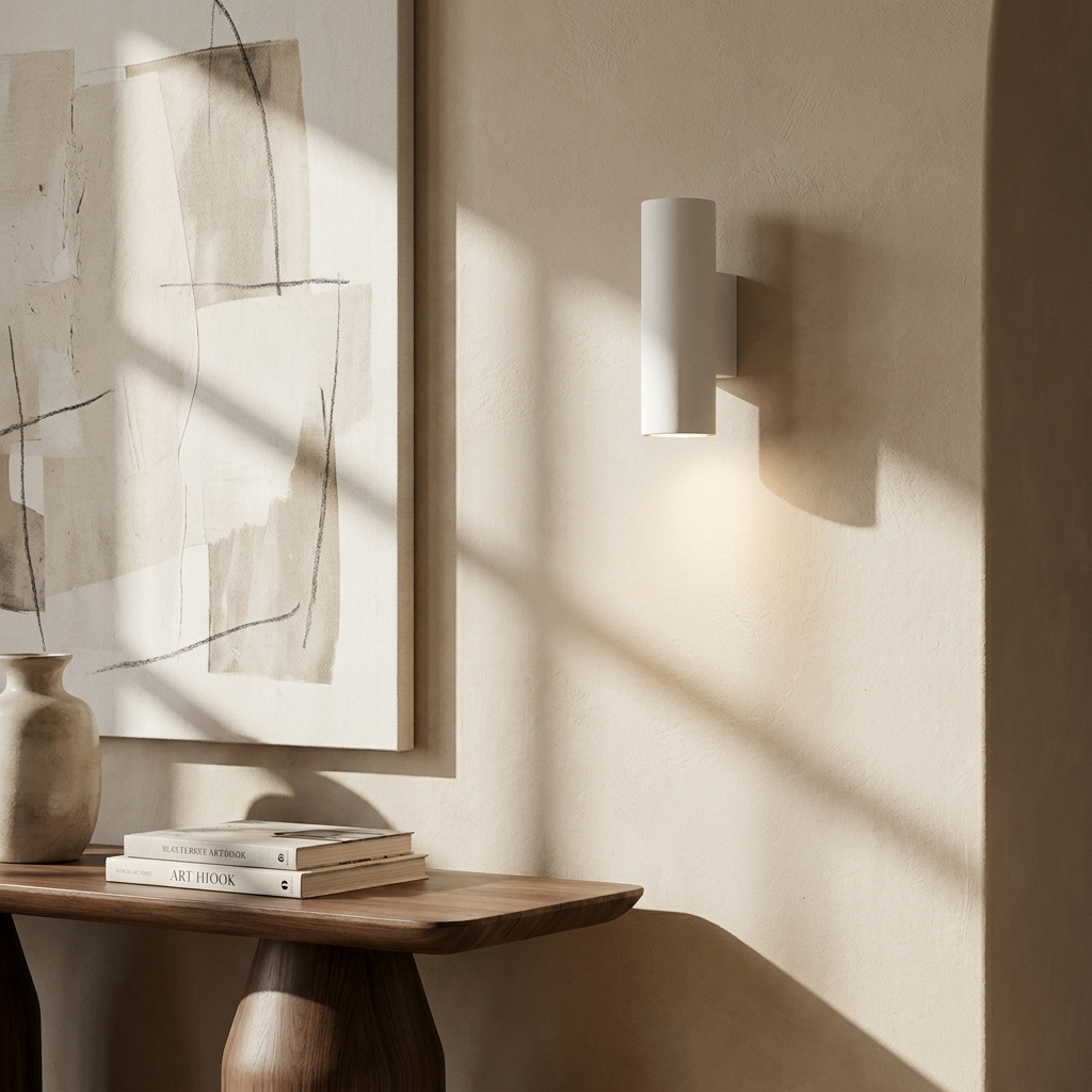 Midnight Glow Minimalist Cement Indoor Outdoor Wall Light lifestyle image - Higgsfield lux20v1 - a16