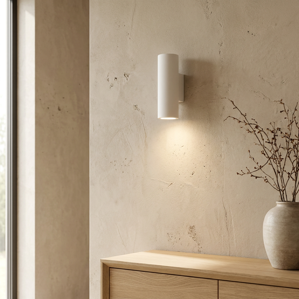 Midnight Glow Minimalist Cement Indoor Outdoor Wall Light lifestyle image - Higgsfield lux20v1 - a17