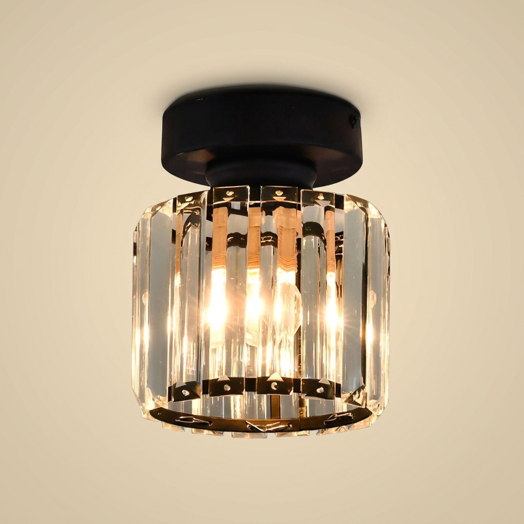 Minimalist Glow Black Flush Mount lifestyle image - Higgsfield lux20v1 - hero
