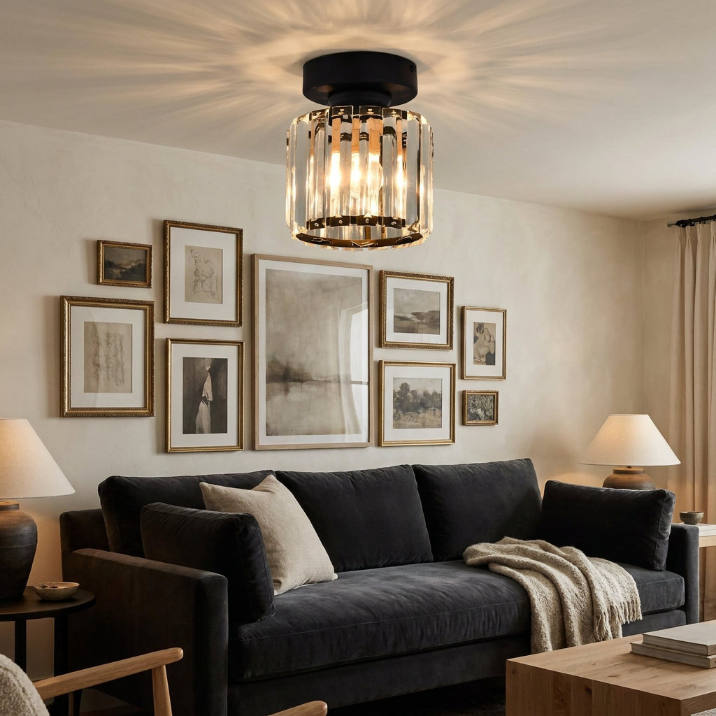 Minimalist Glow Black Flush Mount lifestyle image - Higgsfield lux20v1 - a6