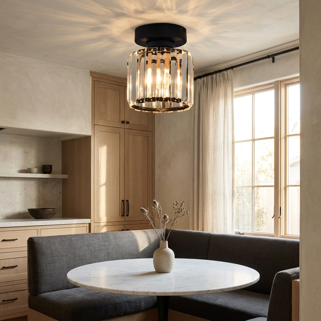 Minimalist Glow Black Flush Mount lifestyle image - Higgsfield lux20v1 - a10
