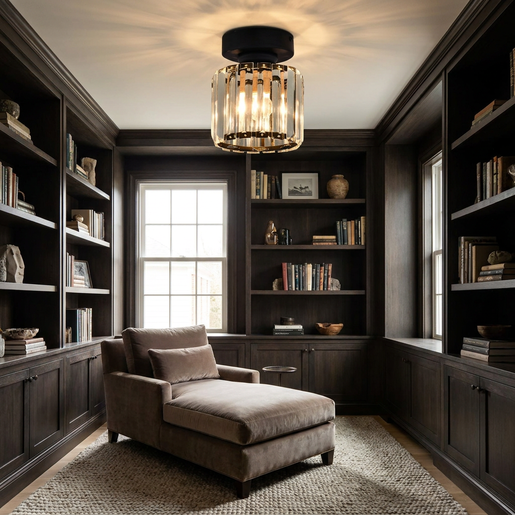 Minimalist Glow Black Flush Mount lifestyle image - Higgsfield lux20v1 - a13