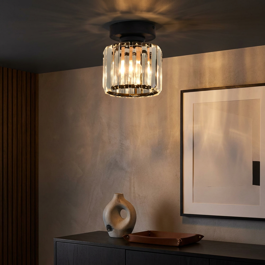Minimalist Glow Black Flush Mount lifestyle image - Higgsfield lux20v1 - a15