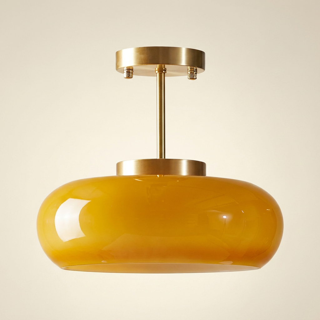 Shard Nordic Brass Glass Pendant Light lifestyle image - Higgsfield lux20v1 - a1