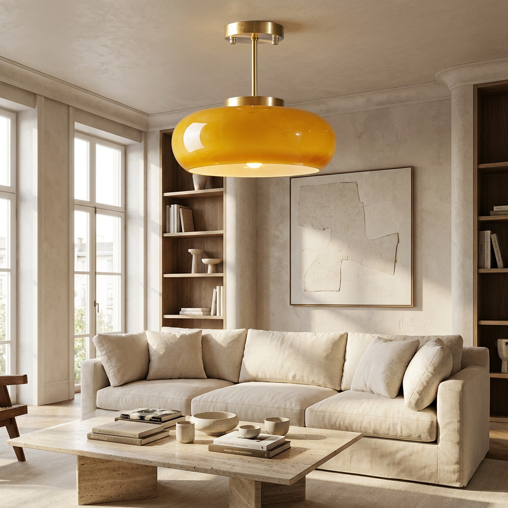 Shard Nordic Brass Glass Pendant Light lifestyle image - Higgsfield lux20v1 - a5