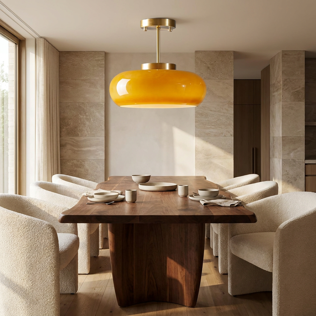 Shard Nordic Brass Glass Pendant Light lifestyle image - Higgsfield lux20v1 - a7
