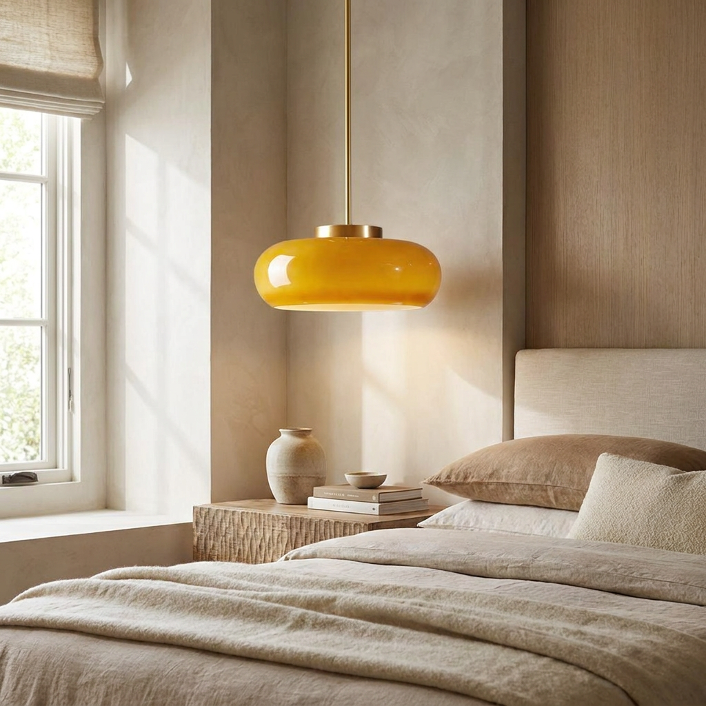 Shard Nordic Brass Glass Pendant Light lifestyle image - Higgsfield lux20v1 - a8