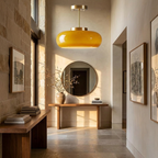 Shard Nordic Brass Glass Pendant Light lifestyle image - Higgsfield lux20v1 - a9