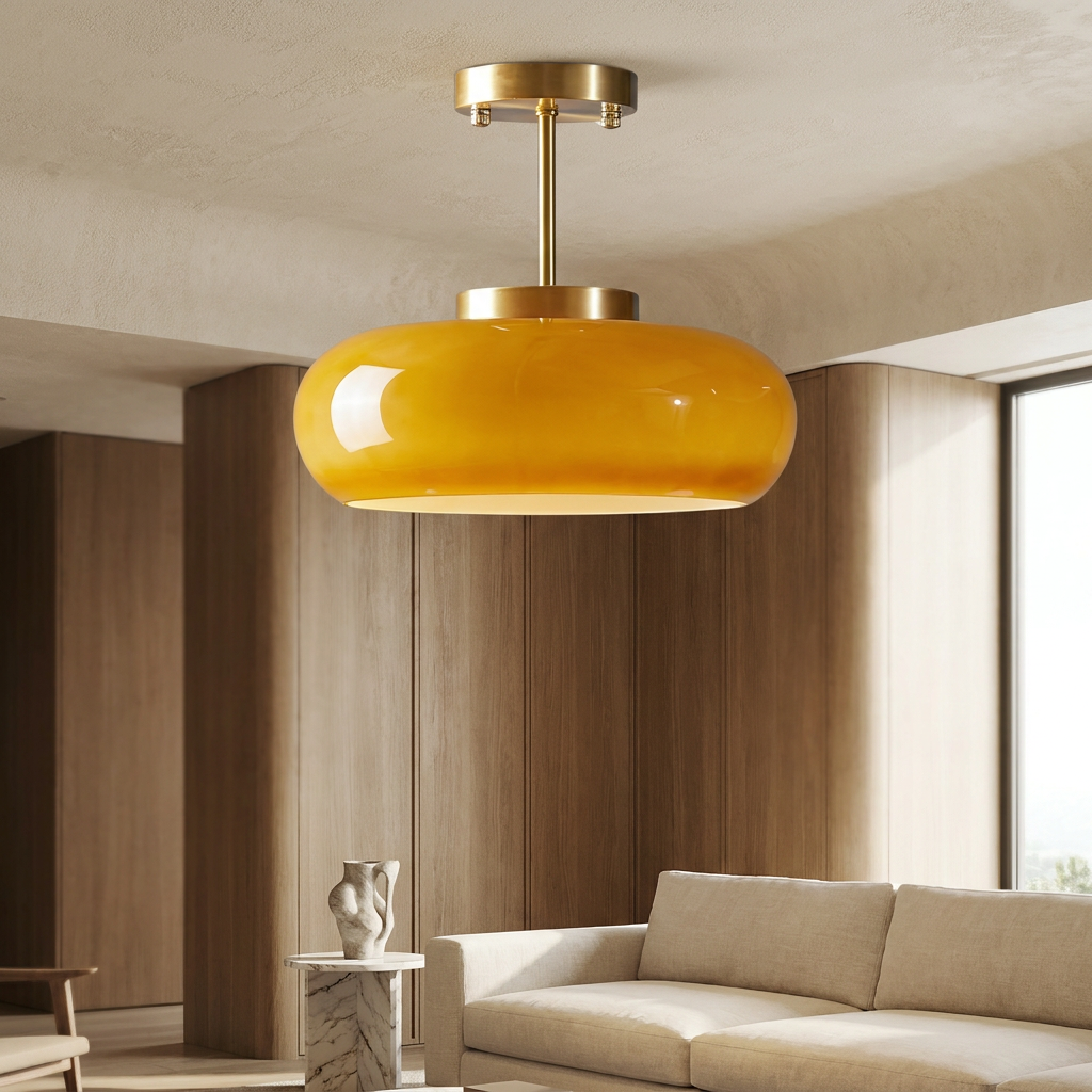 Shard Nordic Brass Glass Pendant Light lifestyle image - Higgsfield lux20v1 - a17