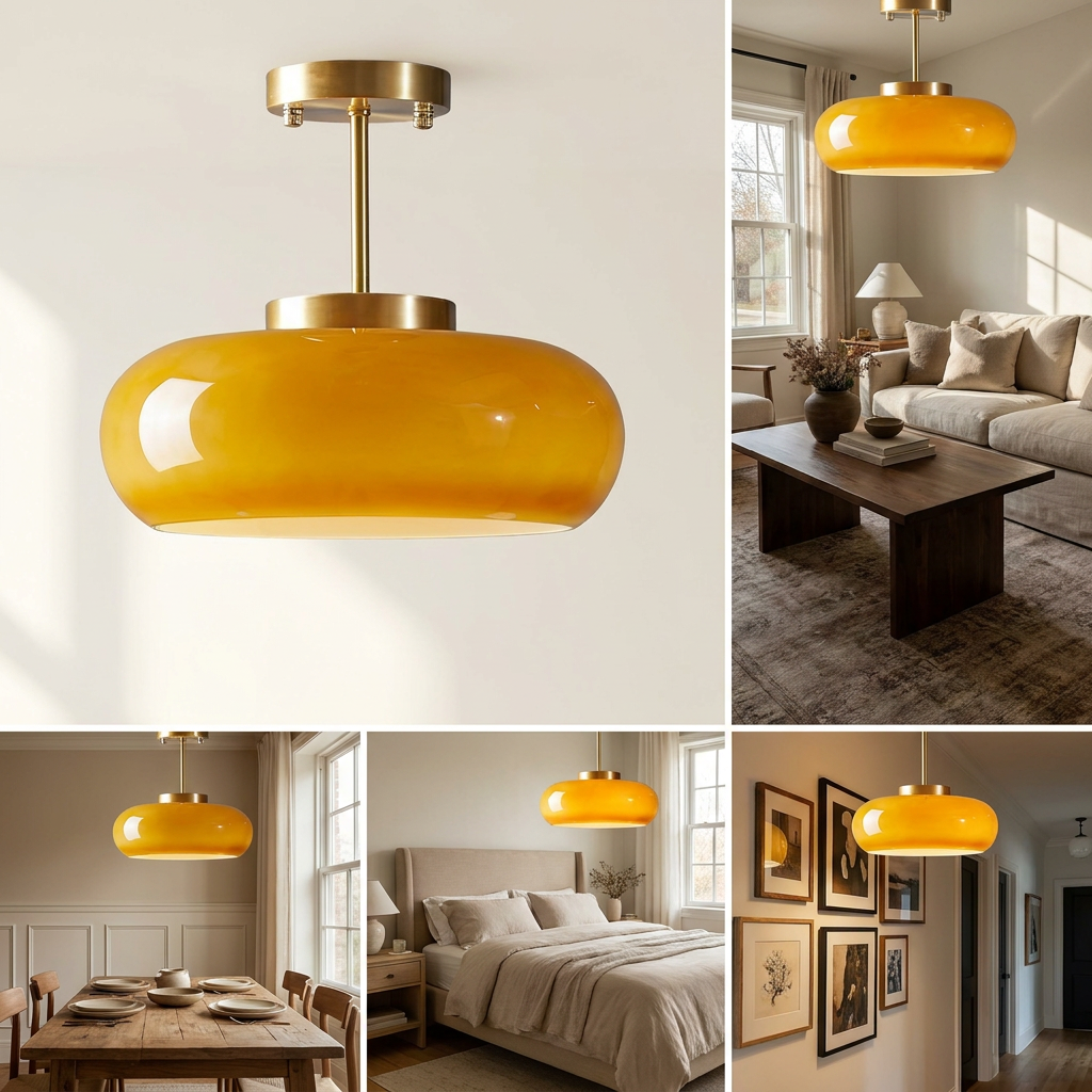 Shard Nordic Brass Glass Pendant Light lifestyle image - Higgsfield lux20v1 - a18